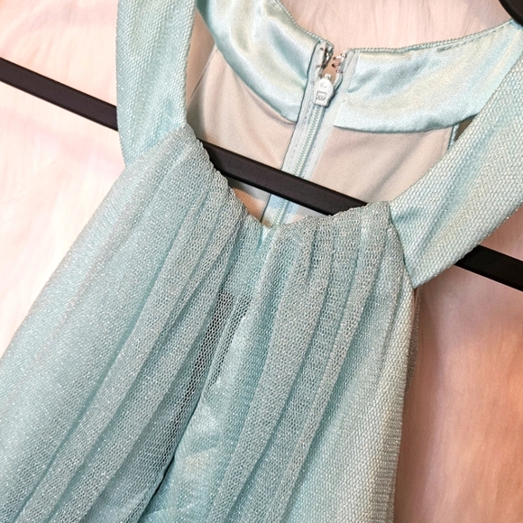 Le Chateau Mermaid Blue Ruched Halter Dress - Picture 5 of 8